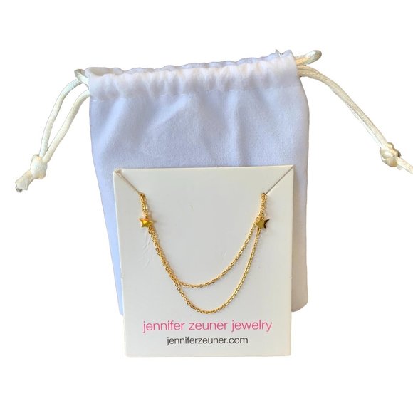 JENNIFER ZEUNER Gold Double Star Necklace NEW Jewellery - Picture 2 of 5